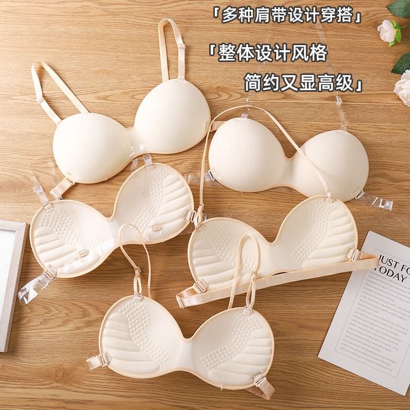 Latex Cotton Bra Pads, Multiple Wearing Styles, Padded for Small Bust Enhancement, Strapless Backless Bra with Replaceable Lining