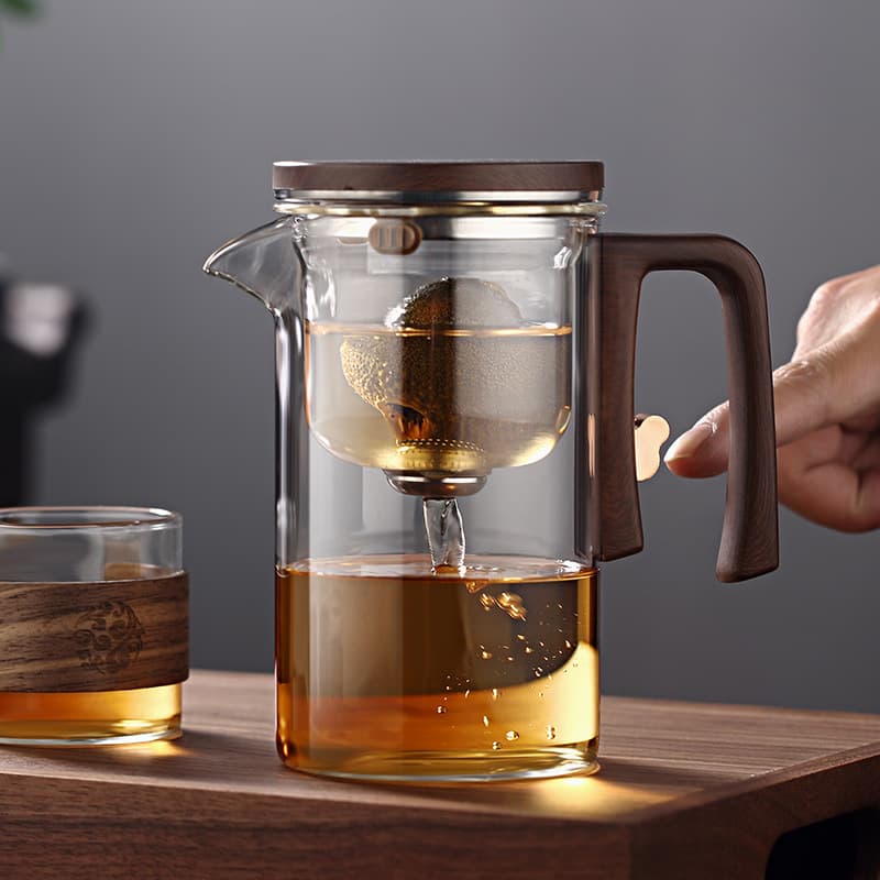 Piao Yi cup teapot, glass inner cup tea brewing essential, household heat-resistant filter tea set, tea-water separation tea cup.