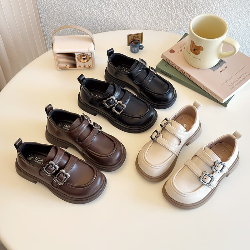 Girls' Leather Princess Shoes, 2025 Spring/Autumn New Style Children's Shoes, Black Little Girl Flats, British Style Loafers