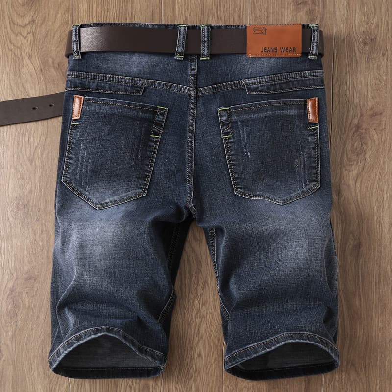 Summer Thin Men's Slim Black Denim Shorts Big Size 5-Point Mid-Length Jean Shorts Trendy