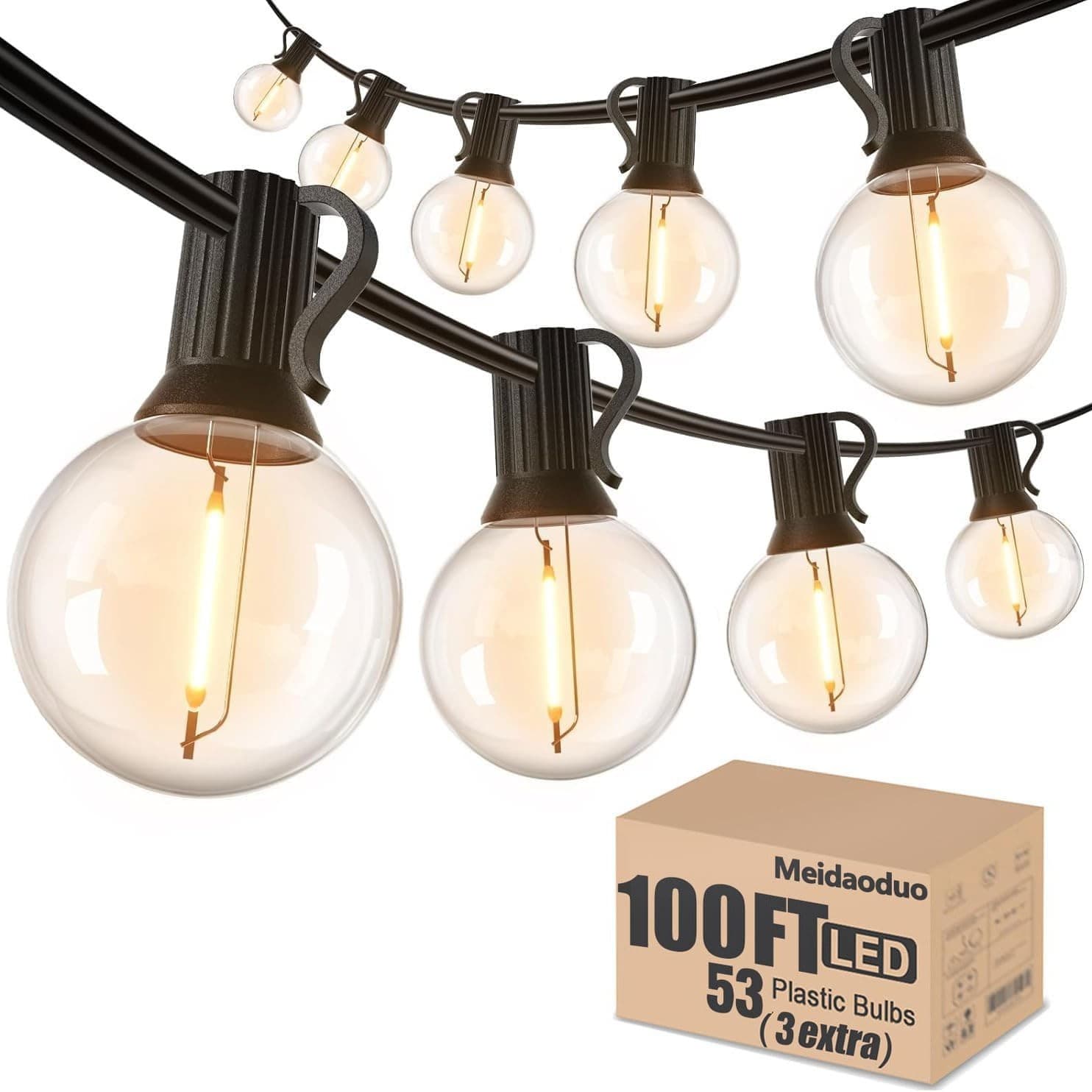 Cross-border Hot Selling 30M LED String Lights, US Standard Outdoor Waterproof G40 Vintage String Lights, Plug-in Decorative Lights