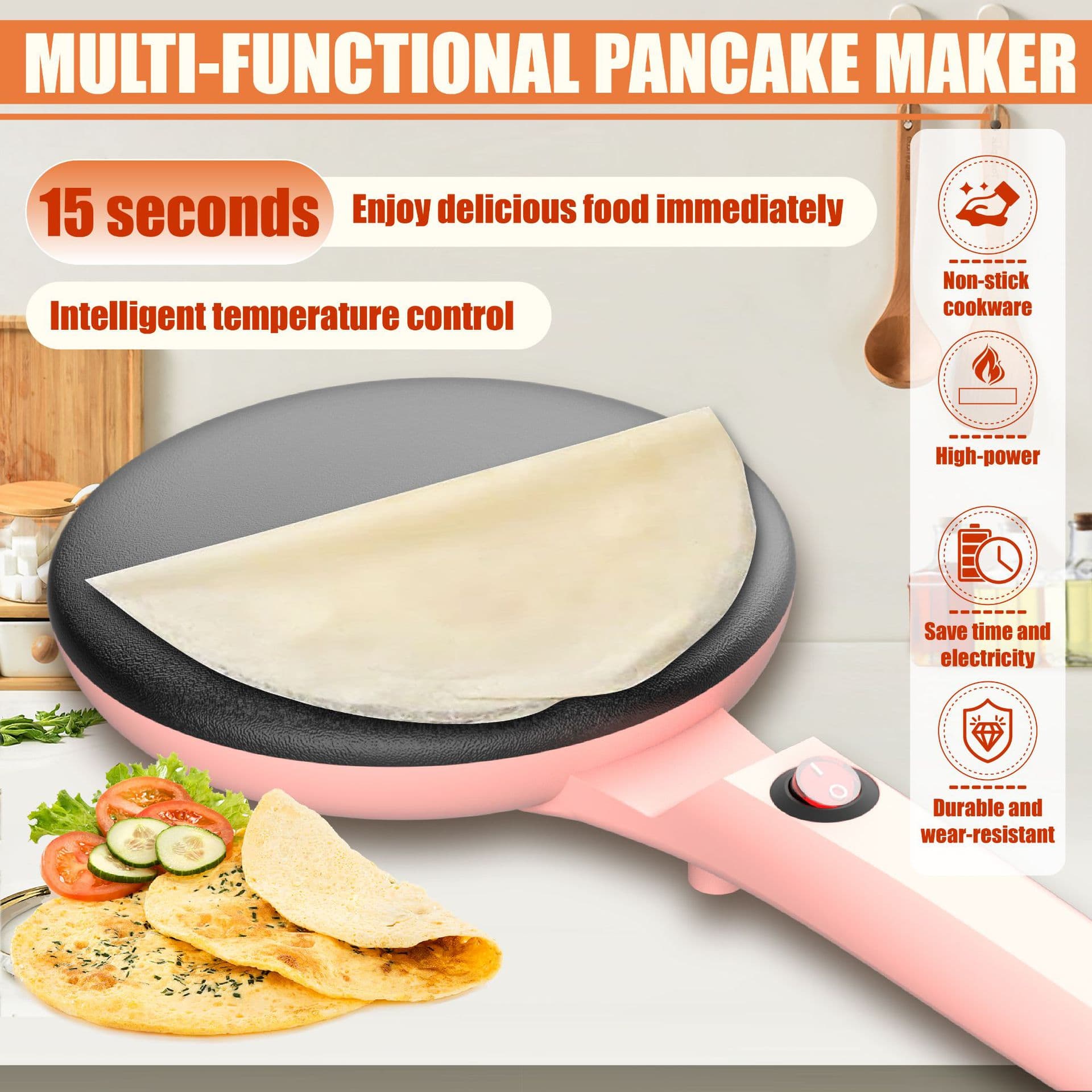 Amazon 110V US Standard Pancake Maker, Spring Roll Maker, Household Pancake Maker, Electric Griddle, Roast Duck Skin