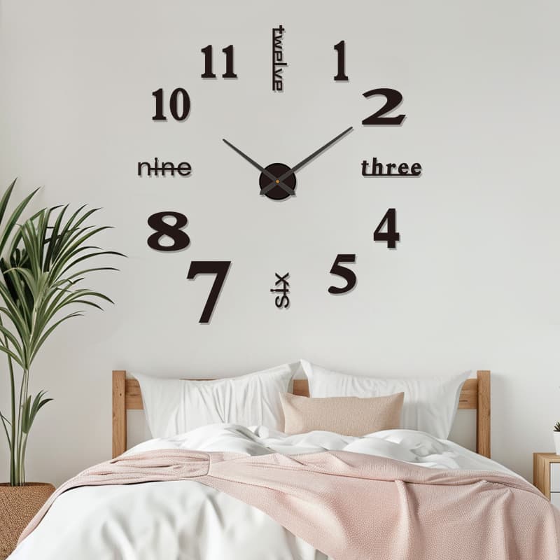 Nordic simple clock creative punch-free diy wall clock living room bedroom decoration wall sticker clock personalized silent clock