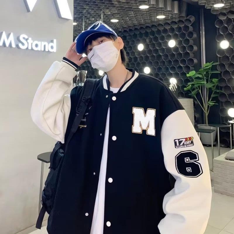 Men's Baseball Jacket for Spring/Autumn, Trendy American High-Street Style, Cool Youth Loose Fit Casual Coat