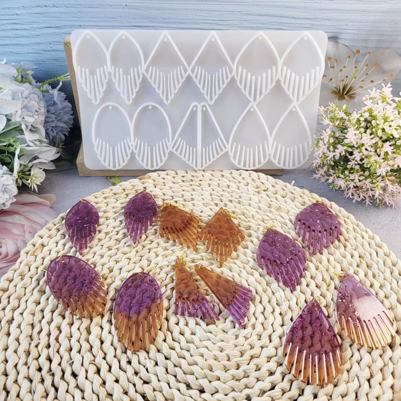 Z0065 Geometric Tassel Earring Mold, Crystal Epoxy Silicone Mold DIY Decoration Silicone Mold
