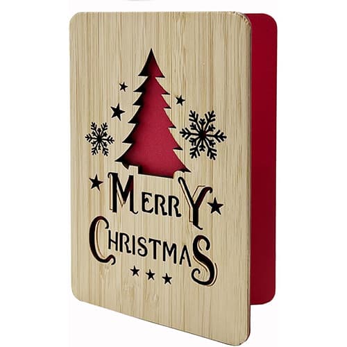 Christmas Tree Greeting Card Birthday Card Valentine's Day Anniversary Bamboo Wood Card Wife Husband Card Bamboo Christmas Invitation