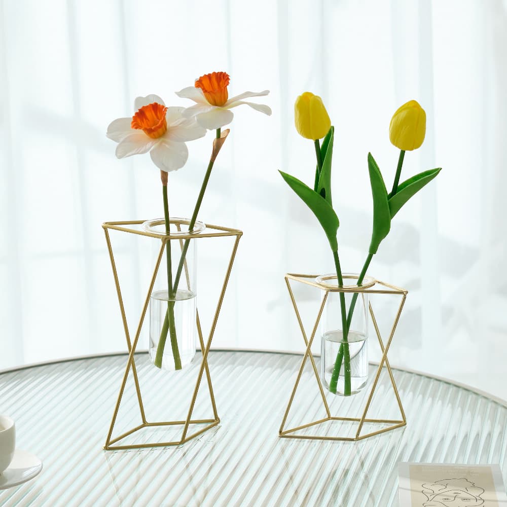 Creative Home Decor Living Room Desktop Flower Holder Ornament, Instagram-style Dining Table High-end Dried and Artificial Flower Vase