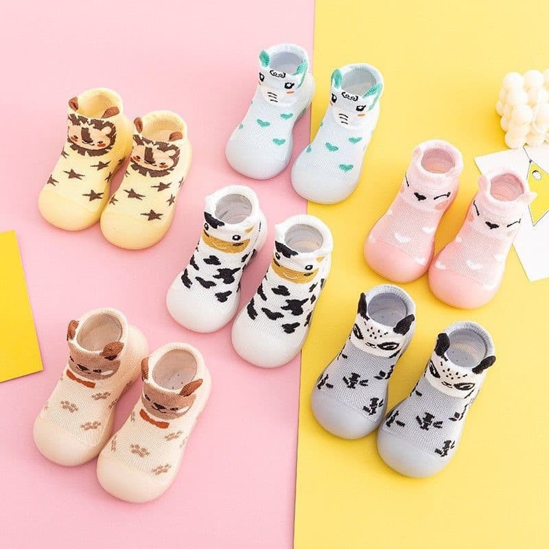 Spring/Autumn Children Mid-Cuff One-Year Shoes Infant Sock Shoes Unisex Baby Indoor Soft-Soled Anti-Slip Cartoon Floor Shoes