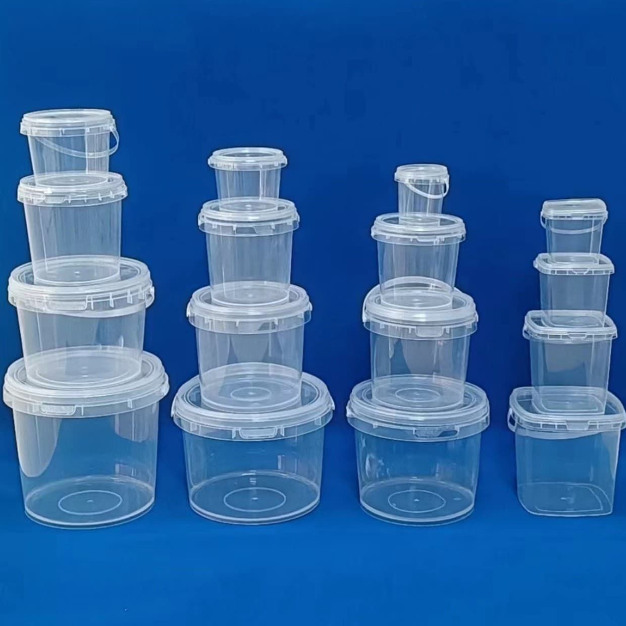 Transparent plastic buckets thickened with lids for crayfish seafood raw marinating, household storage buckets, small water pails wholesale