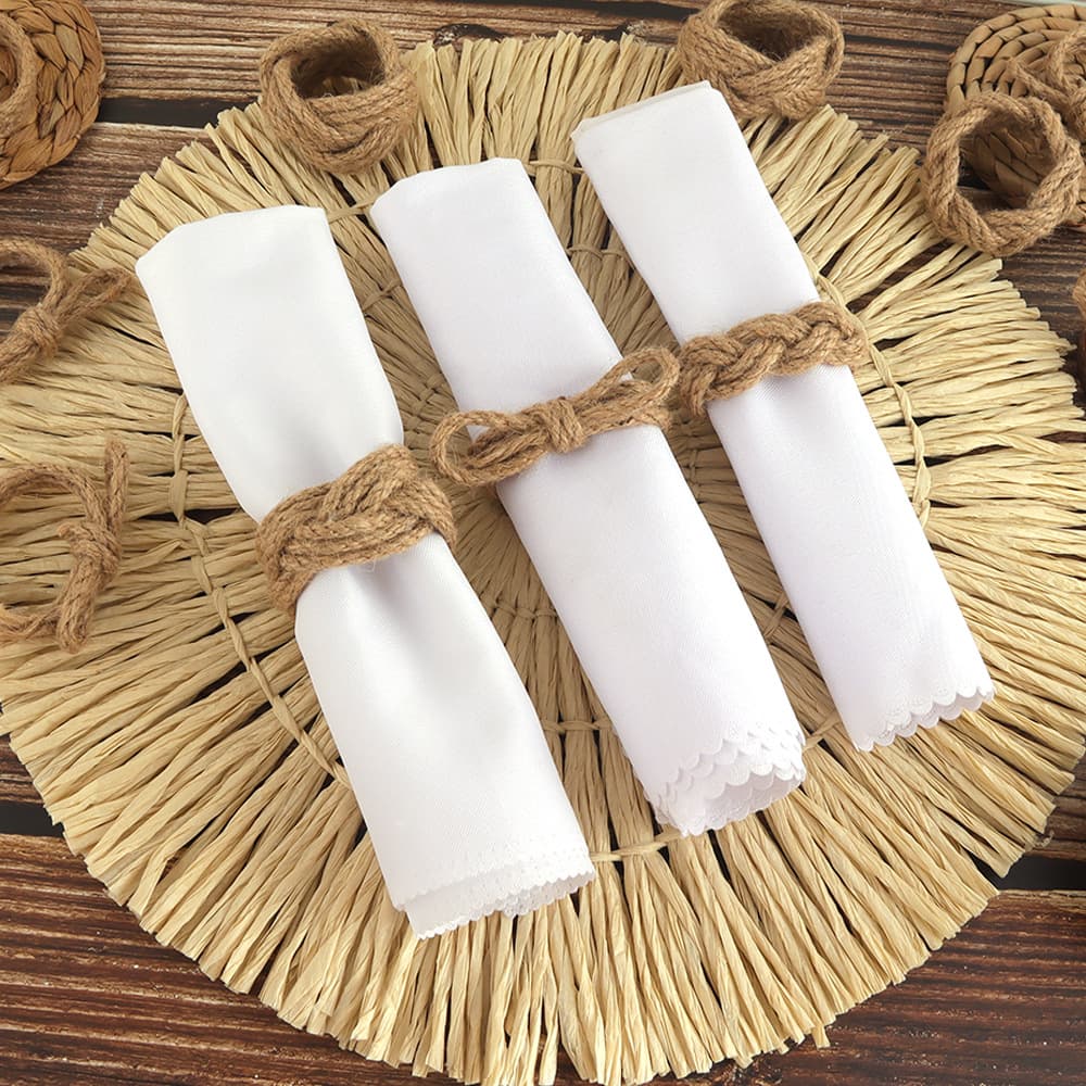 Cross-border spot goods, bow-knot hemp rope napkin rings, hand-woven napkin rings, hotel and Western restaurant napkin clips, manufacturer wholesale.
