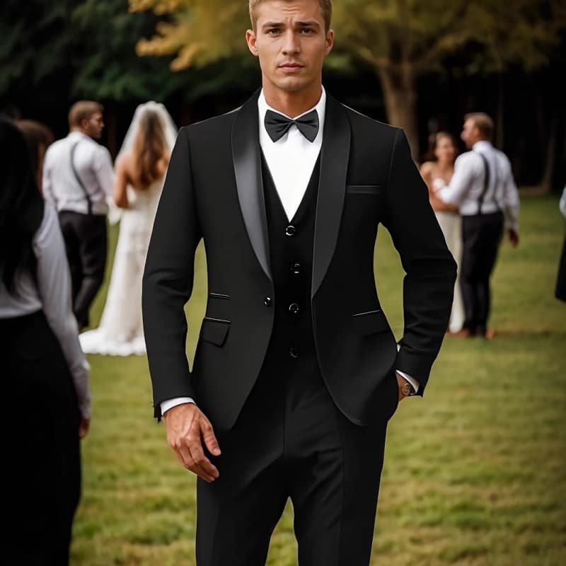 Groom Suit Set Wedding Best Man Tuxedo Formal Dinner Suit 3-Piece