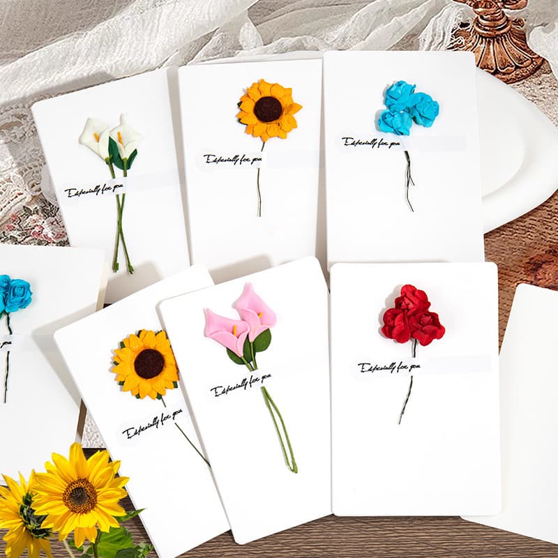 High-end appearance three-dimensional dried flower greeting card birthday card for children and students folded blank handwritten foreign trade cross-border