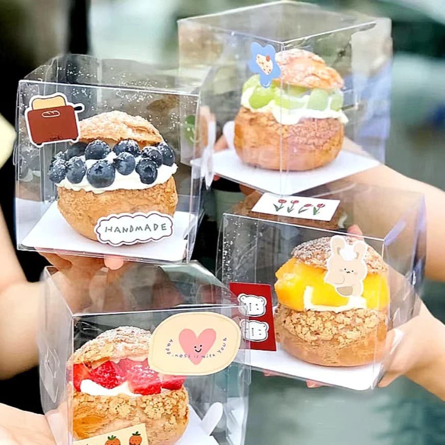 2 Inch 3 Inch Fruit Puff Cake Box Packaging Disposable Plastic Dessert Baking Food Transparent Carry Box