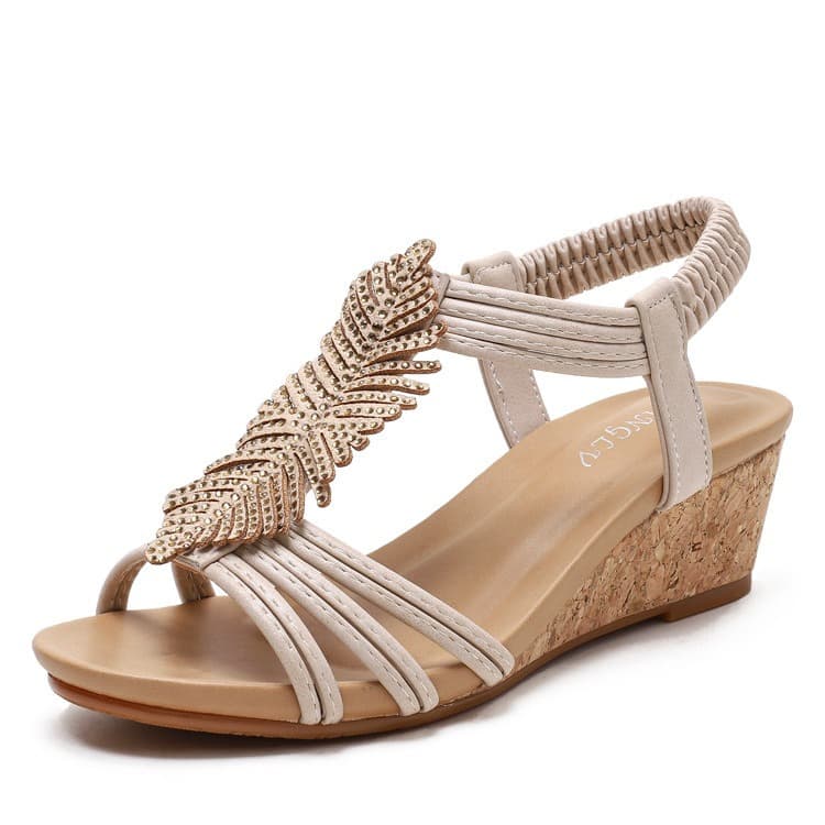 Casual Wedge Sandals Women's Summer Roman Shoes Women's Sandals Thick Sole Plus Size Slim All-Match Women's Shoes 1418-236