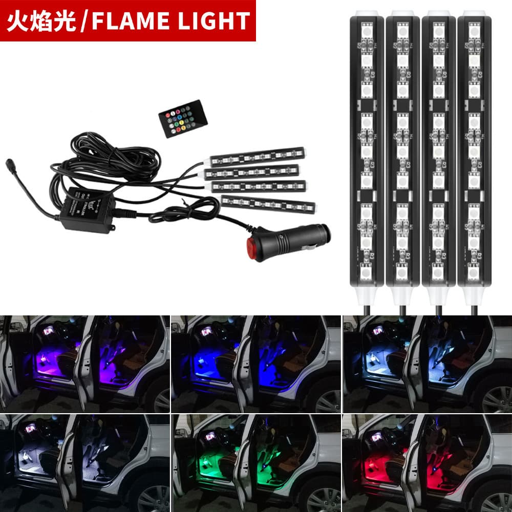 Colorful Voice-Controlled 4-in-1 Ambient Footwell Light, Car Interior LED Decorative Light, Car Atmosphere Light