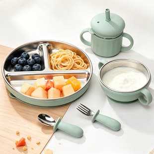 Children's 304 stainless steel silicone dinner set