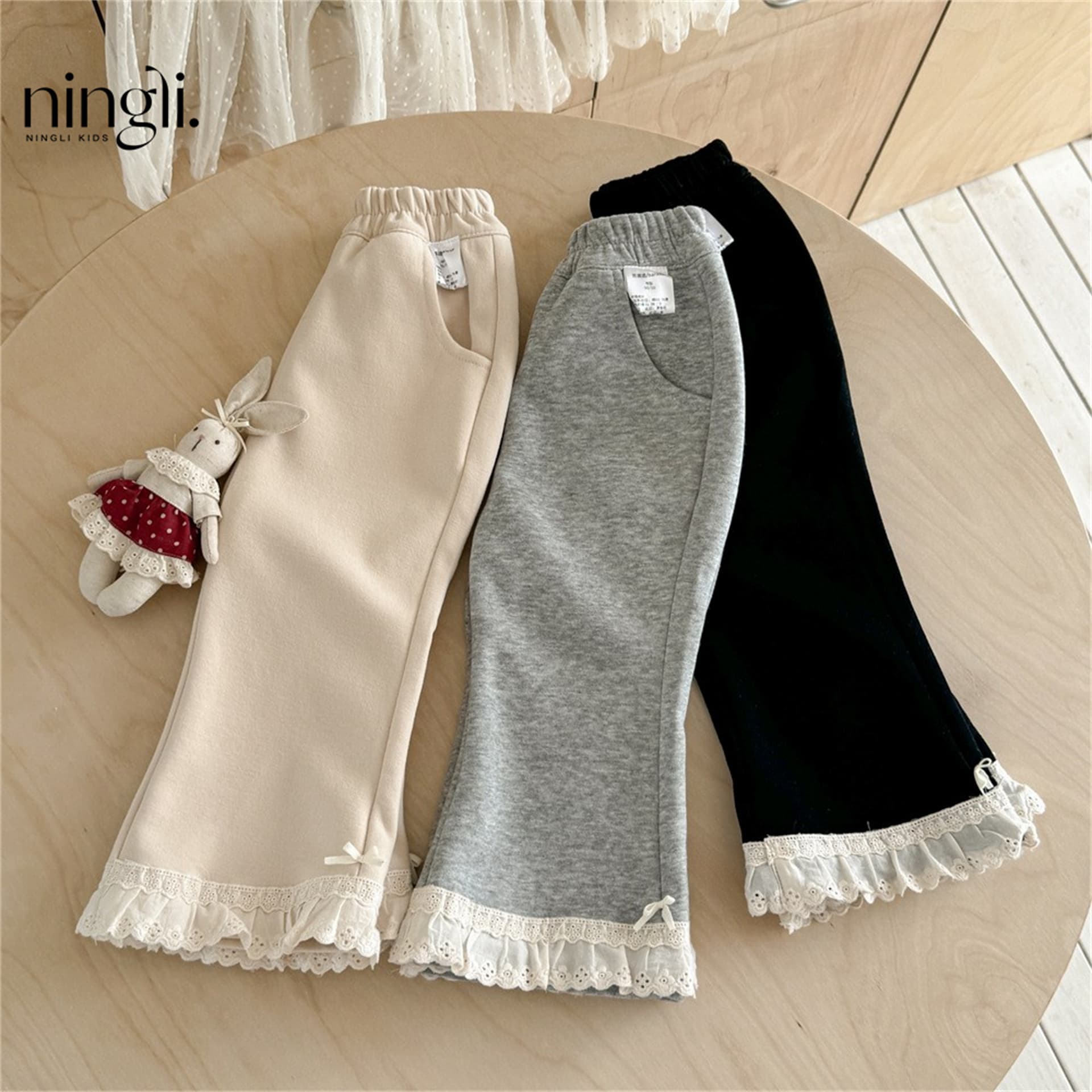 Ningli Girls' Pants Autumn New Trendy Stylish Baby Casual Long Pants Children's Flared Pants Spring and Autumn