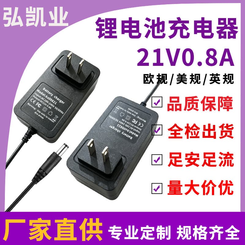 21V0.8A lithium battery charger Zuan Zuliu fishing light monitoring equipment power adapter factory wholesale