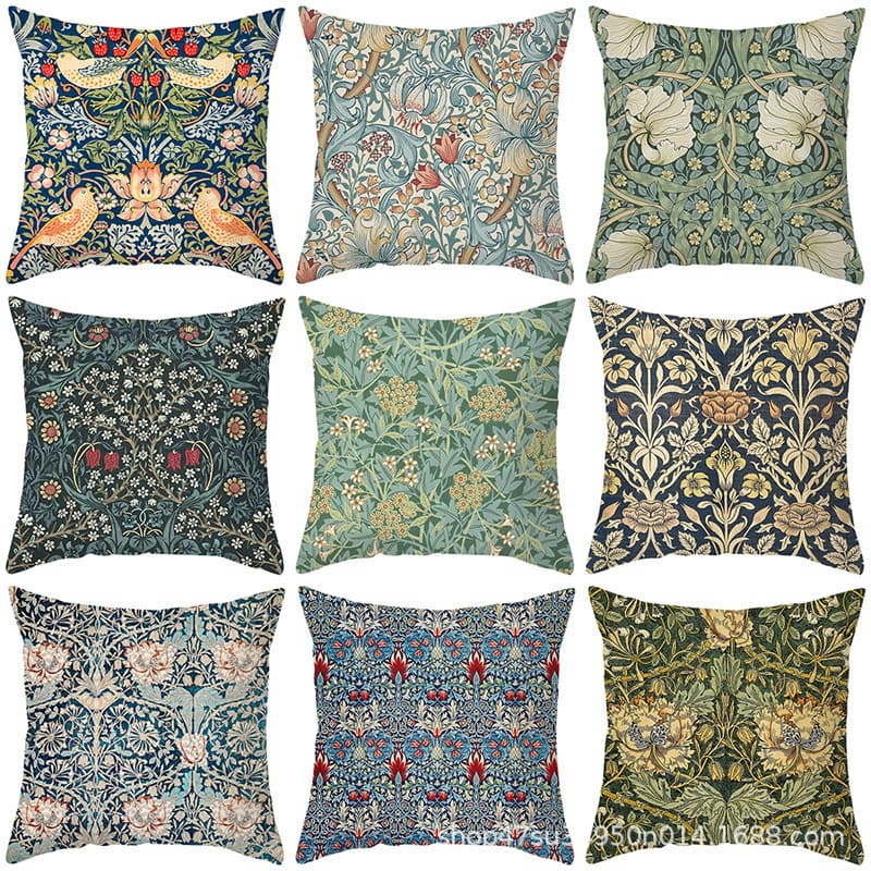 Vintage Floral Throw Pillow Cover Linen Print Living Room Sofa Decorative Cushion Cover Amazon Cushion Wholesale