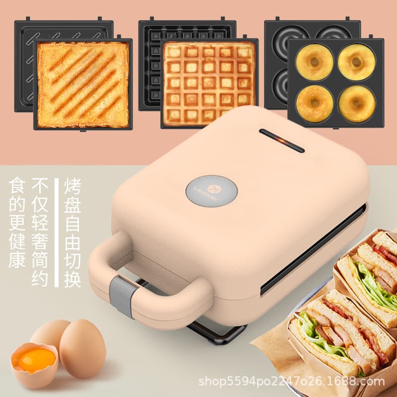 Liren Sandwich Maker Breakfast Machine Light Food Maker Home Toast Press Donut Grill Waffle Maker C2