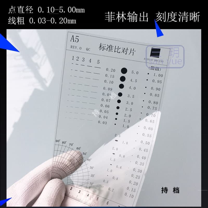A5 Foreign Object Reference Test Card, Spot Appearance Comparison Plate, Standard Film Scale, Smudge Comparison Transparent Reference Dot Gauge