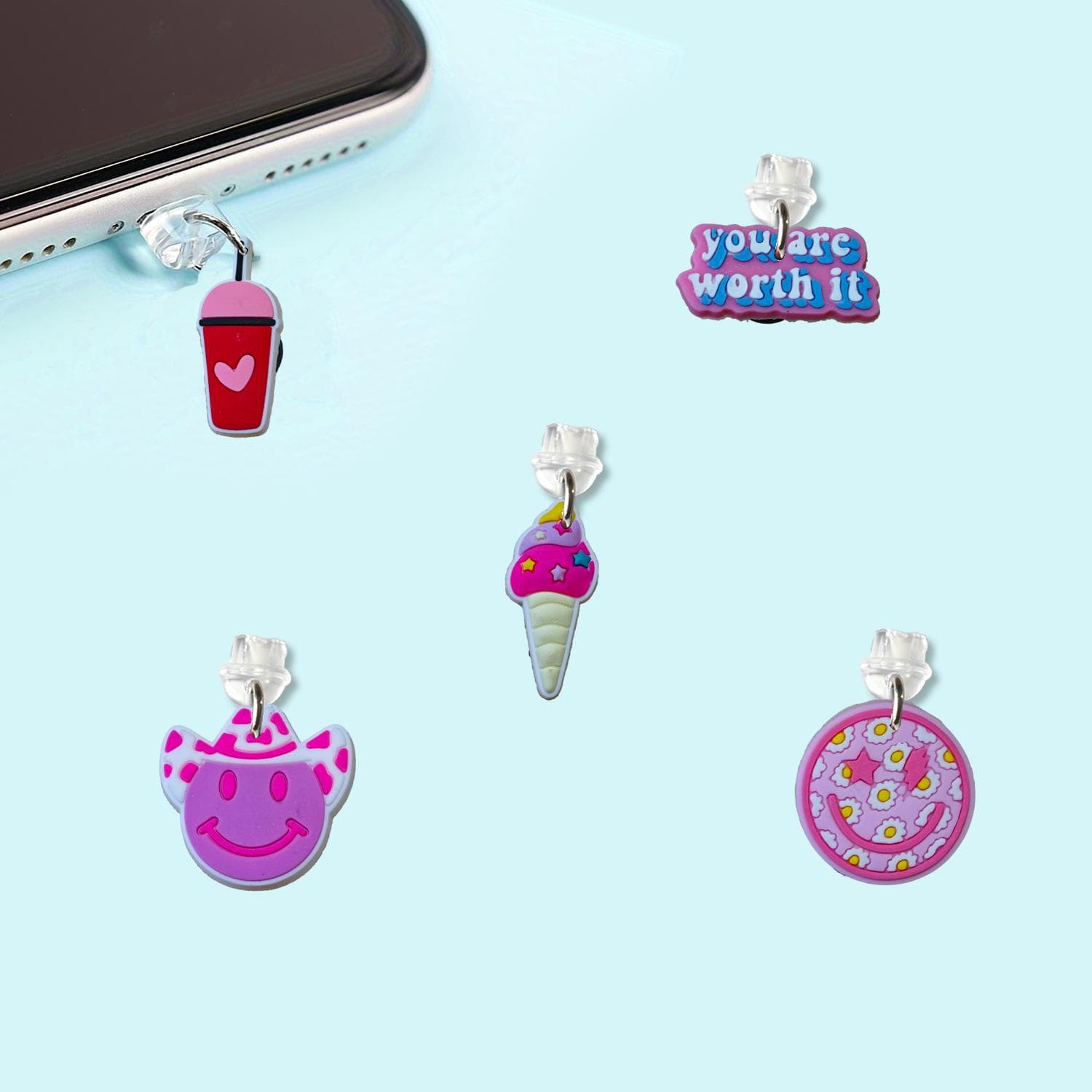 Amazon Pink Phone Dust Plug, AliExpress Phone Port Dust Plug Charm, Creative Cartoon PVC Soft Silicone