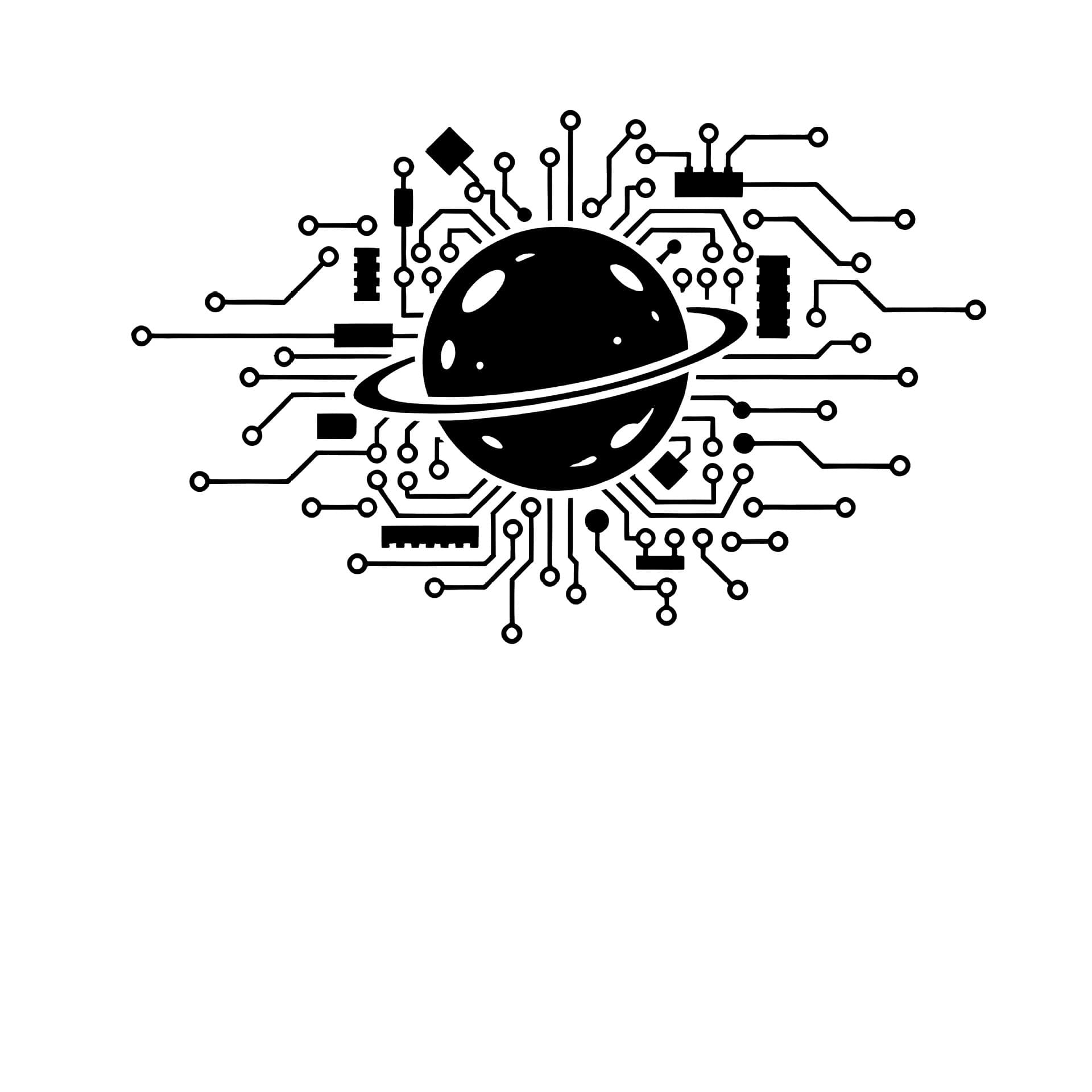 Carved stickers circuit board Death Star satellite pattern boy children's room decoration stickers size can be customized
