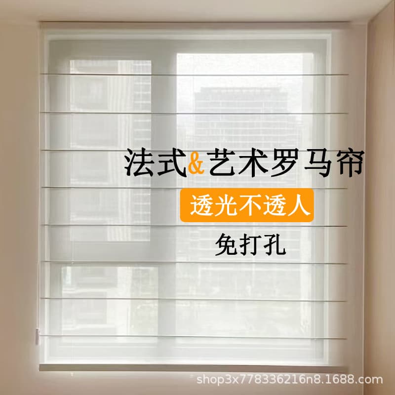 French sunshade Roman blind roller-pull office study blackout see-through electric folding leather Roman curtain roller blind