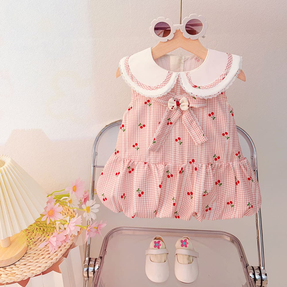 Live Supply Little Girl Sweet Princess Dress Baby Cute Doll Collar Sleeveless Summer Dress Wholesale for Export