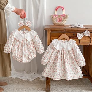 2026 winter baby clothes romper, girls bodysuit onesie, Korean style long-sleeve sibling set, thick version