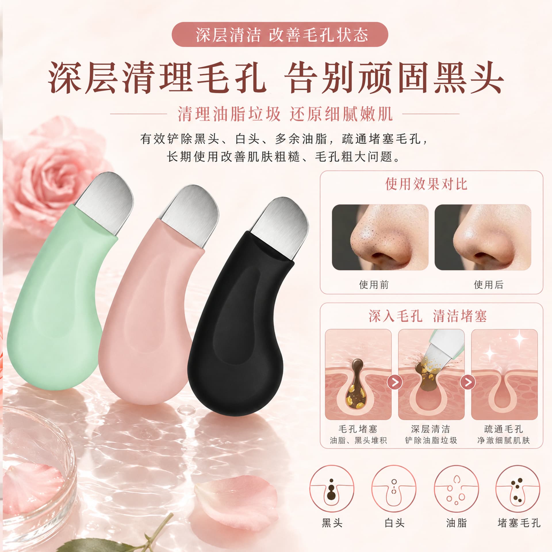 Blackhead Remover Beauty Lifting Facial Manual Scraper for Pores, Blackhead Extraction Tool, Home Use