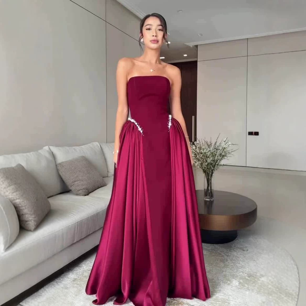 2026 Amazon European and American cross-border foreign trade women's clothing temperament sexy tube top French slim dress large swing dress