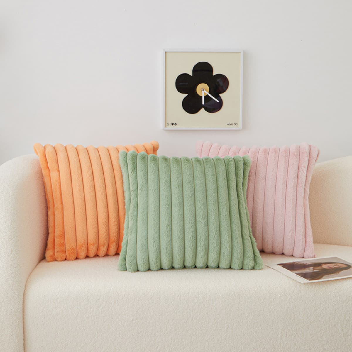 Simple solid color striped throw pillowcase, living room sofa cushion cover, bedroom bed pillowcase, waist pillowcase, machine washable