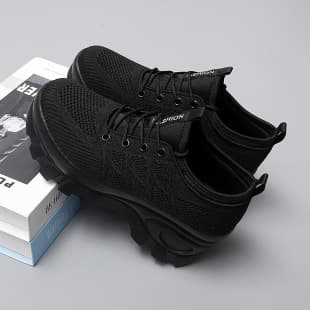 Spring/Summer Flyknit Mesh Casual Thick Sole Height Increase 8cm Platform Shoes Breathable Slip-On Travel Outdoor Women's Flats