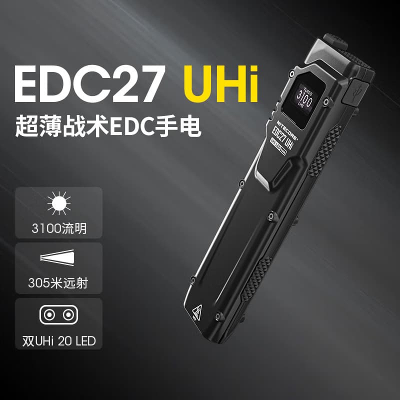 Nitecore EDC27 Flashlight Type-C Direct Charge EDC27 UHI Ultra-Thin Palm Search Emergency Light