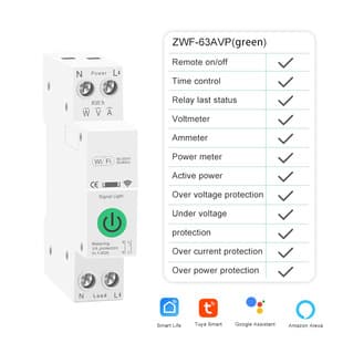 Tuya Smart WiFi Circuit Breaker with Metering, Mobile Remote Control, Timer Switch, Tuya Smart App