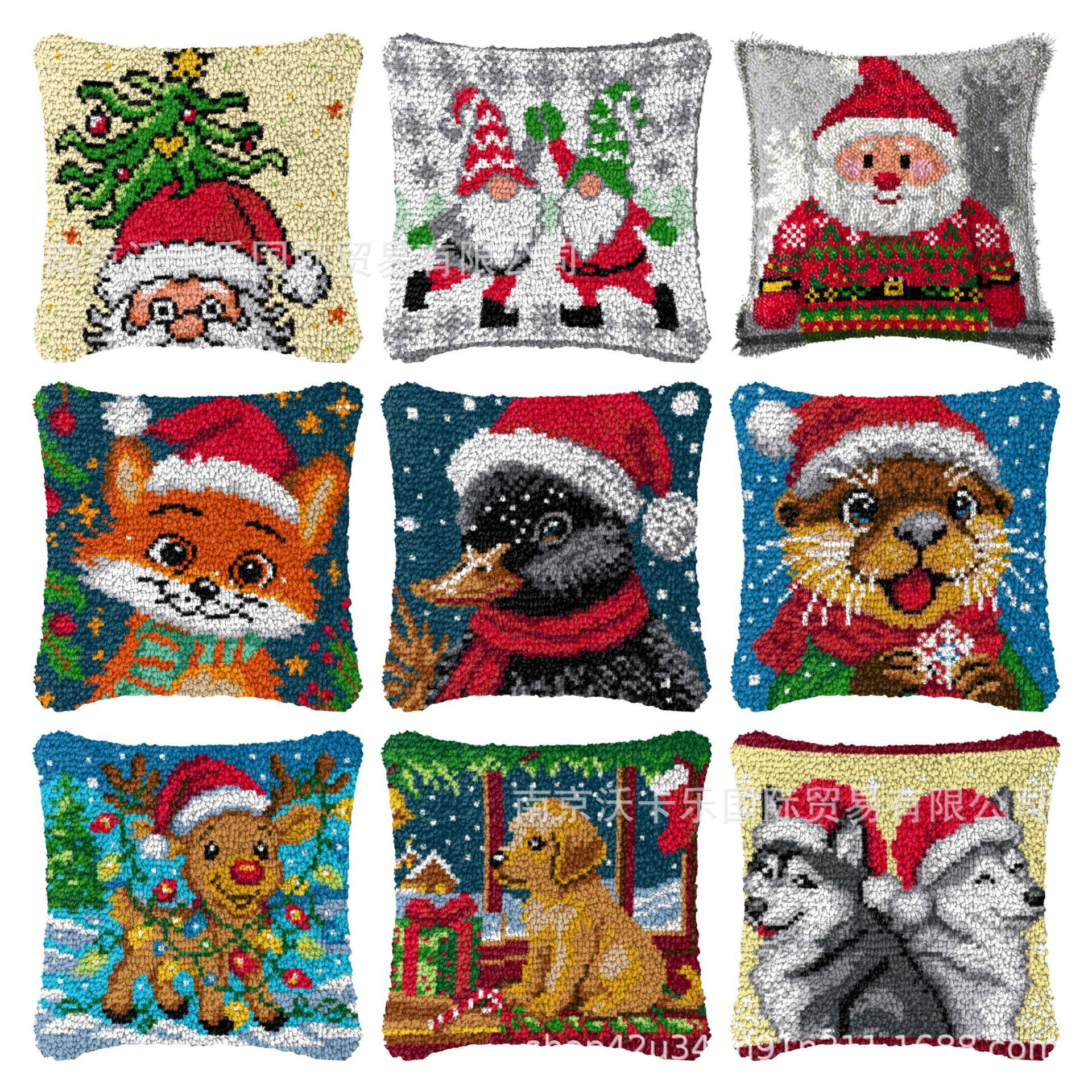 DIY Christmas Pillow Segmented Embroidery Wool Kit for Cross-border Supply on Amazon and Wish
