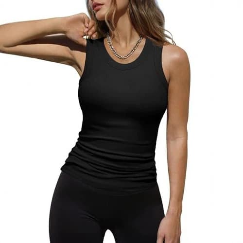 European and American Best-Selling Ribbed Camisole for Women, Summer Slim Fit, Shaping, Sports Fitness, Sexy Sleeveless Top, Crop Tank Top