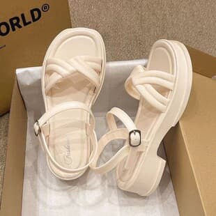 Summer Sandals for Women, New Style, Home Leisure, High-End Feel, Outdoor Beach Shoes, Lightweight Platform Square Toe Sandals for Women
