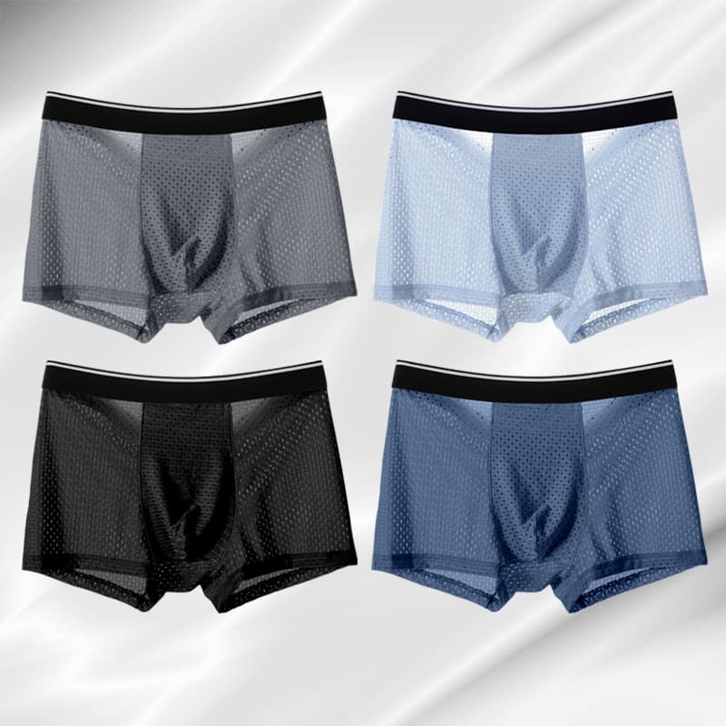 Summer Thin Men's Modal Boxer Briefs, Ice Silk, Bamboo Fiber, Mesh, Breathable, Comfortable