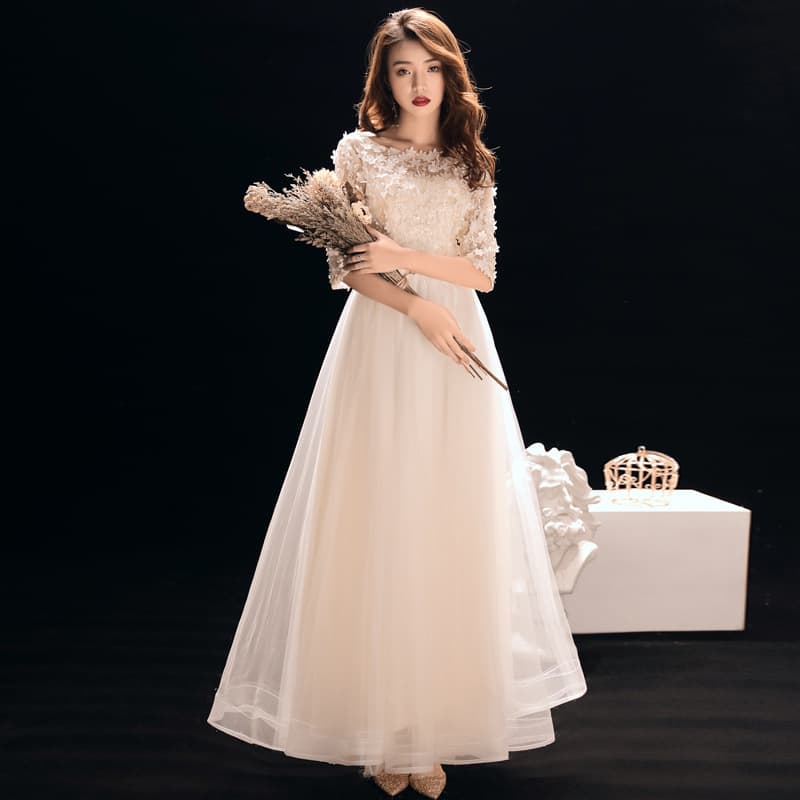 2026 New Women's Lace Evening Dress for Banquet, Annual Meeting, Host, Cross-border Mid-Length Bridesmaid Dress