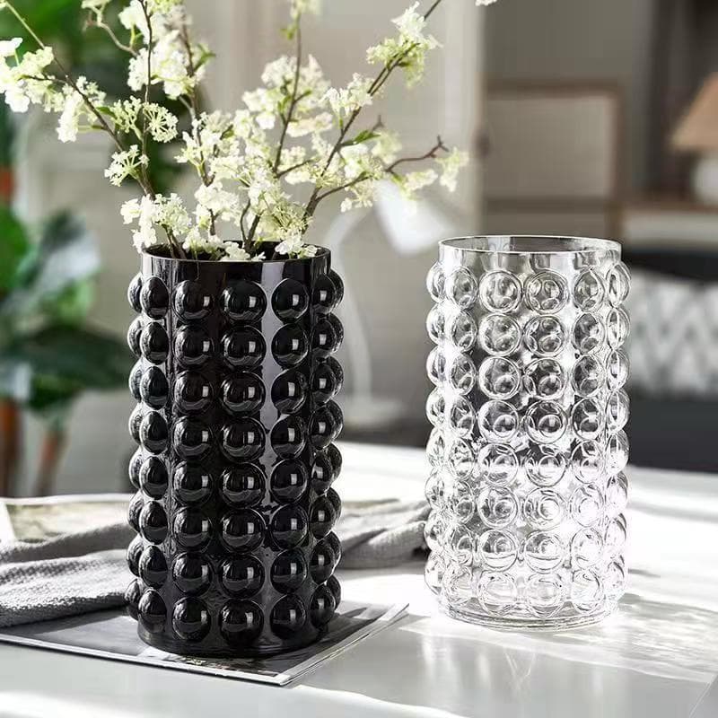 Creative Nordic Ins Style High-Gloss Glass Vase Black Transparent Hydroponic Flower Arrangement Living Room Decoration
