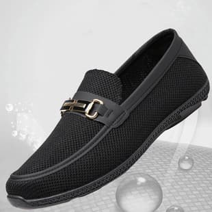Breathable Casual Men's Shoes, Mesh Soft Sole Soft Upper Loafers, Fashion Slip-on Men's Shoes, Knitted Loafers Wholesale