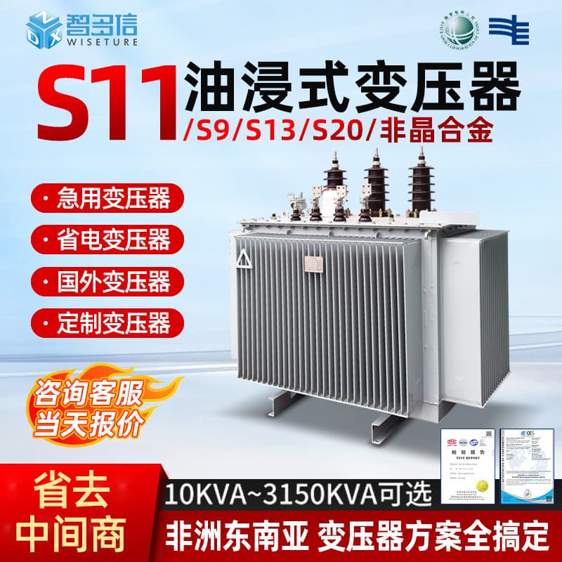 S11 Oil-Immersed Transformer 250/400/1250Kva Three-Phase High Voltage 10Kv Power Transformer Manufacturer