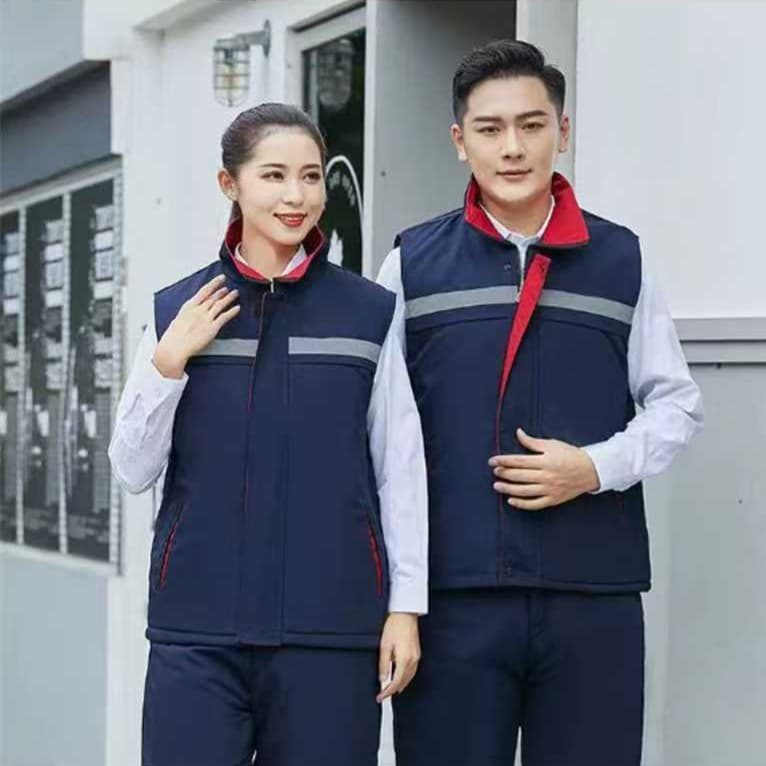 Autumn/Winter Labor Protection Cotton Vests: Thickened, Warm, with Reflective Strips, Wholesale for Auto Repair and Welding