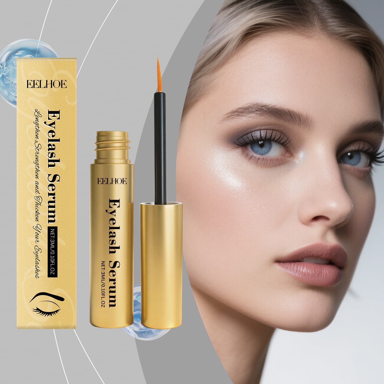 EELHOE Eyelash Serum Gentle Moisturizing Volumizing Daily Portable Natural Lengthening Beautiful Eyelash Serum