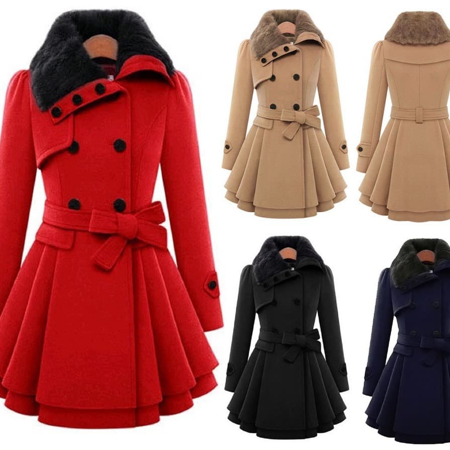 Spring Export European and American Plus Size Mid-Length Wool Coat Double-Breasted Woolen Coat Trench Coat Women Korean Style Coat