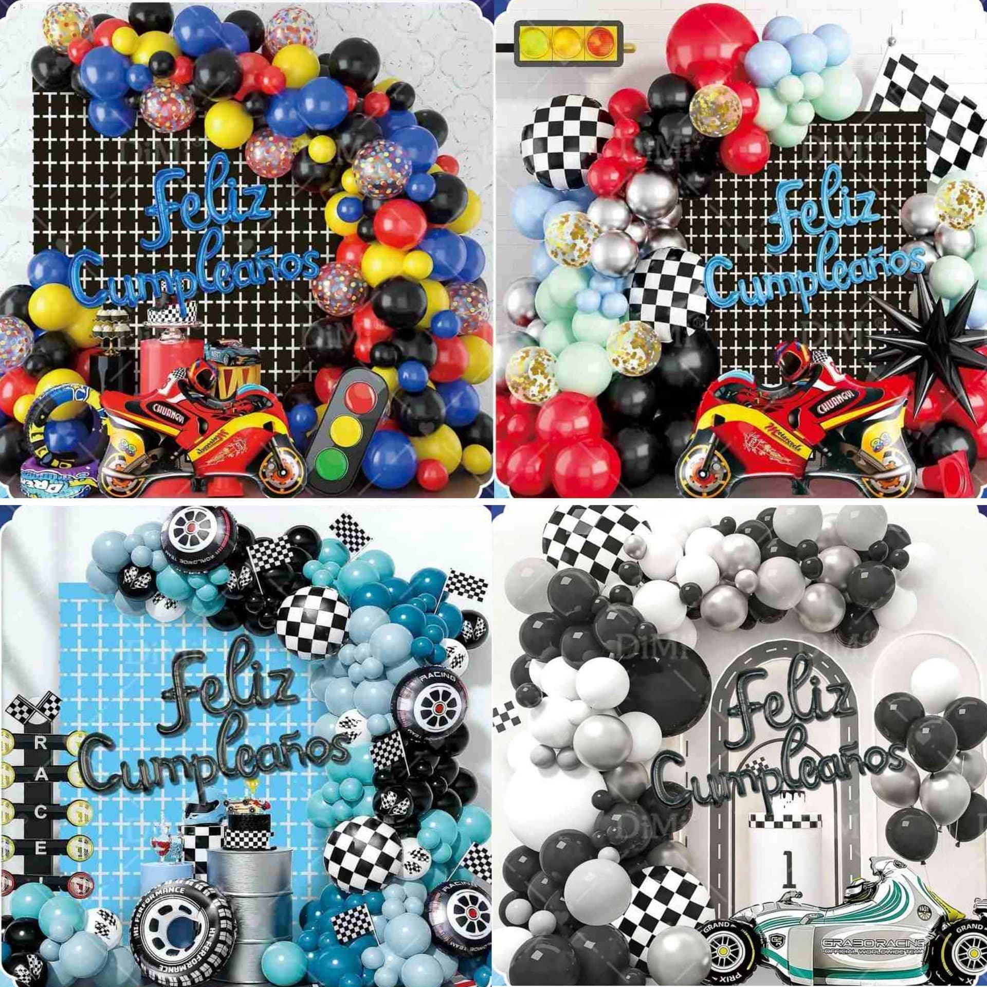 Cross-border Amazon Hot Selling Racing Checkered Party Theme Birthday Decoration Football Balloon Set