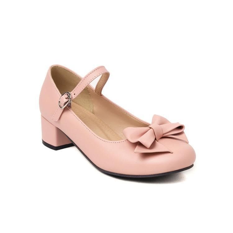 2023 Sweet Bow Mid Heel Women's Shoes Size Student Shoes Lolita Kids Shoes Amazon Export