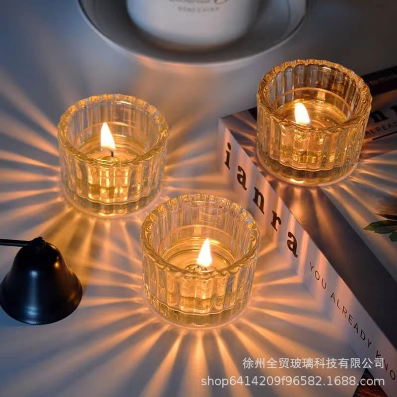 Glass Candle Cup Aromatherapy Candle Holder Cup Bedroom Candle Holder Aromatherapy Glass Cup Vertical Stripe Candle Glass Cup Fragrance Cup